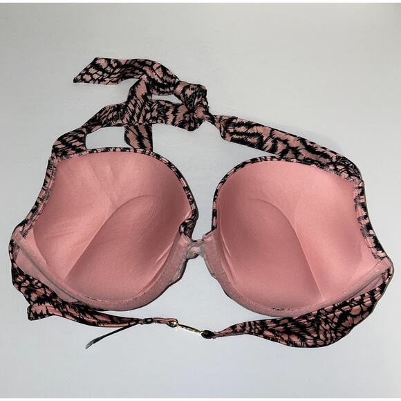 Victoria's Secret Bikini Top Womens 38C Pink Brown Sequin Bombshell Halter - Picture 3 of 7